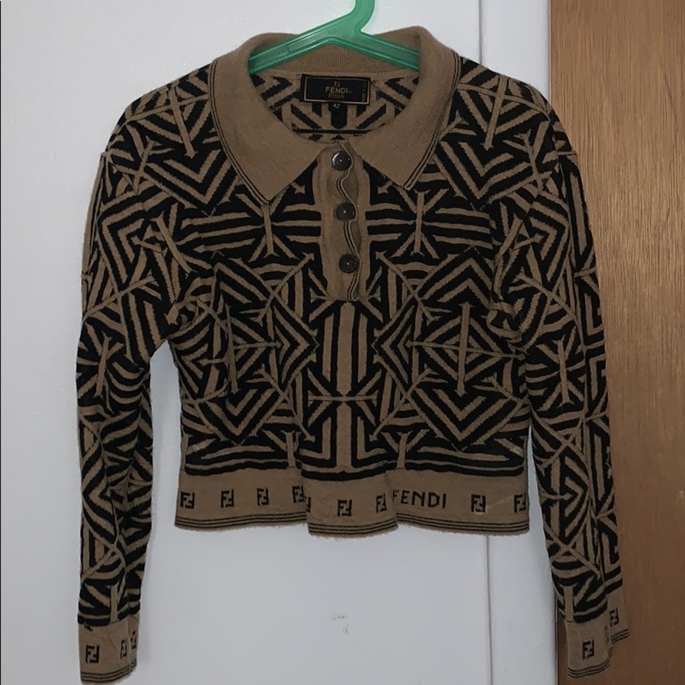 RARE FENDI CROPPED POLO SWEATER (price negotiable)
